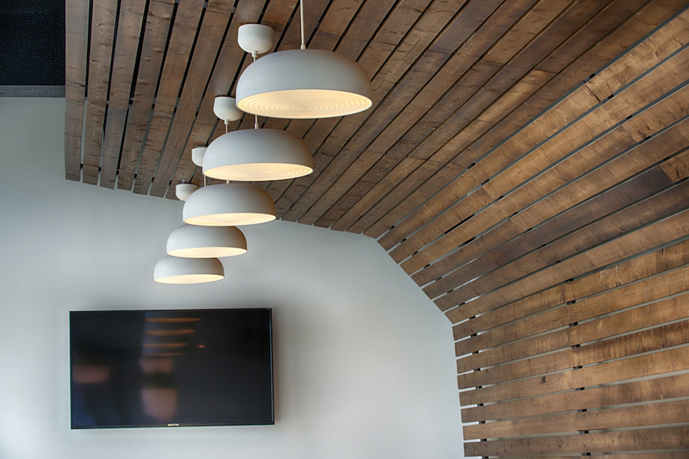  Suspended wood and lighting 