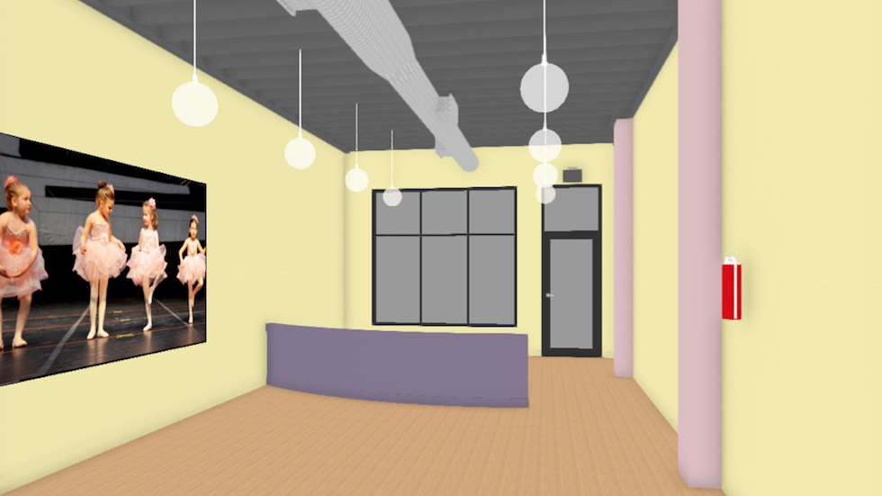  Rendering view toward front 